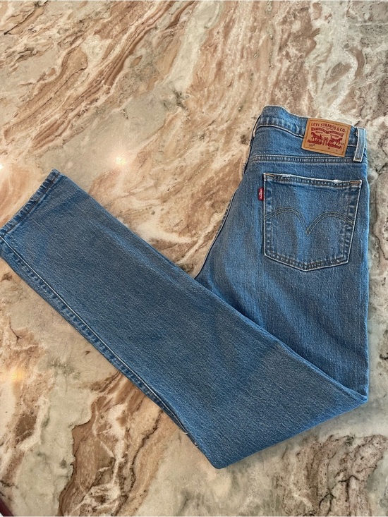 Denim - Levis 501 Denim Jeans Size 28 Medium Wash Distressed Long high waisted 90s style